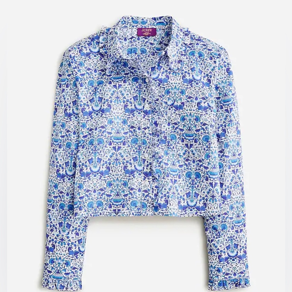 Jcrew Liberty Print Cropped Shirt- size Large